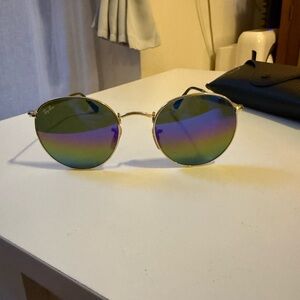 Ray-Ban Gold Frame Sunglasses with Multicolor Lenses